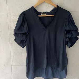 Zadig and Voltaire navy blue, shirt sleeve blouse.